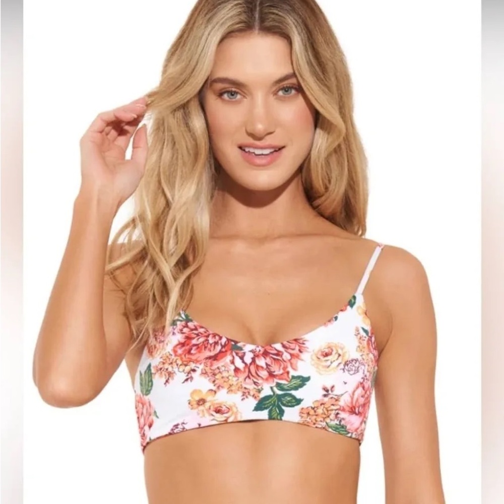Maaji Reversible Pink Carnation Lanai Bralette Bikini Top - Large